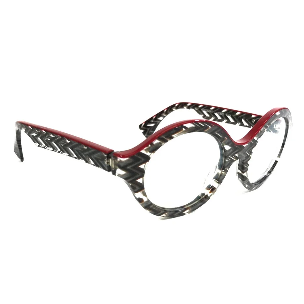 Alain Mikli Eyeglasses Frames A03020 4113 Zigzag Black Grey Red Round 48-22-145